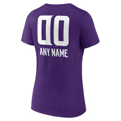 Minnesota Vikings Women's Personalized Name & Number Team Wordmark V-Neck T-Shirt Purple - NFL
