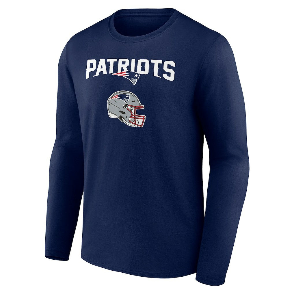 New England Patriots Personalized Name & Number Team Wordmark Long Sleeve T-Shirt Navy - NFL