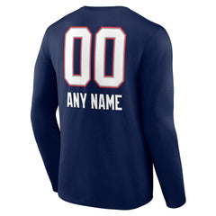 New England Patriots Personalized Name & Number Team Wordmark Long Sleeve T-Shirt Navy - NFL