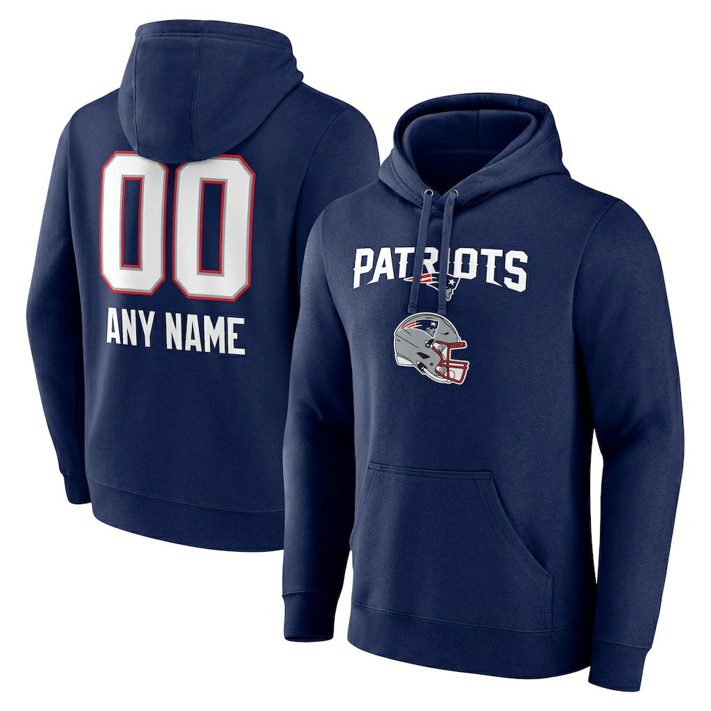 New England Patriots Personalized Name & Number Team Wordmark Pullover Hoodie Navy - NFL