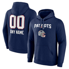 New England Patriots Personalized Name & Number Team Wordmark Pullover Hoodie Navy - NFL
