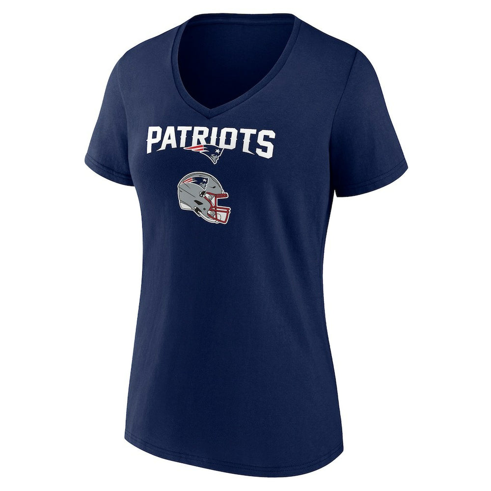 New England Patriots Women's Personalized Name & Number Team Wordmark V-Neck T-Shirt Navy - NFL