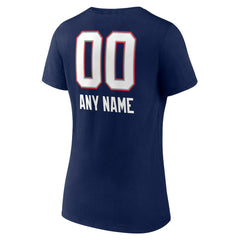 New England Patriots Women's Personalized Name & Number Team Wordmark V-Neck T-Shirt Navy - NFL