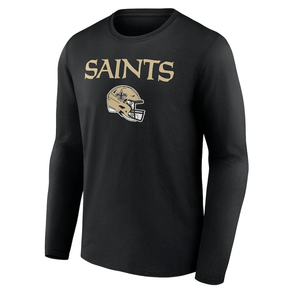 New Orleans Saints Personalized Name & Number Team Wordmark Long Sleeve T-Shirt Black - NFL