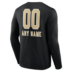 New Orleans Saints Personalized Name & Number Team Wordmark Long Sleeve T-Shirt Black - NFL