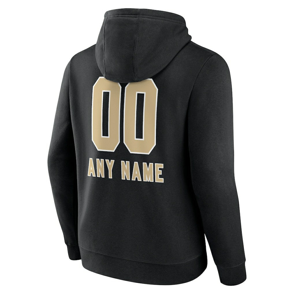 New Orleans Saints Personalized Name & Number Team Wordmark Pullover Hoodie Black - NFL