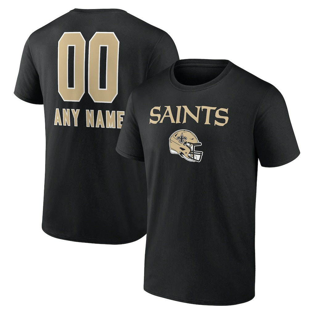 New Orleans Saints Personalized Name & Number Team Wordmark T-Shirt Black - NFL