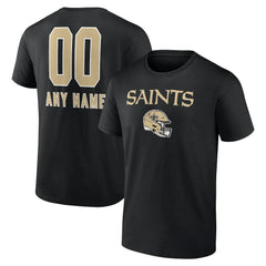 New Orleans Saints Personalized Name & Number Team Wordmark T-Shirt Black - NFL