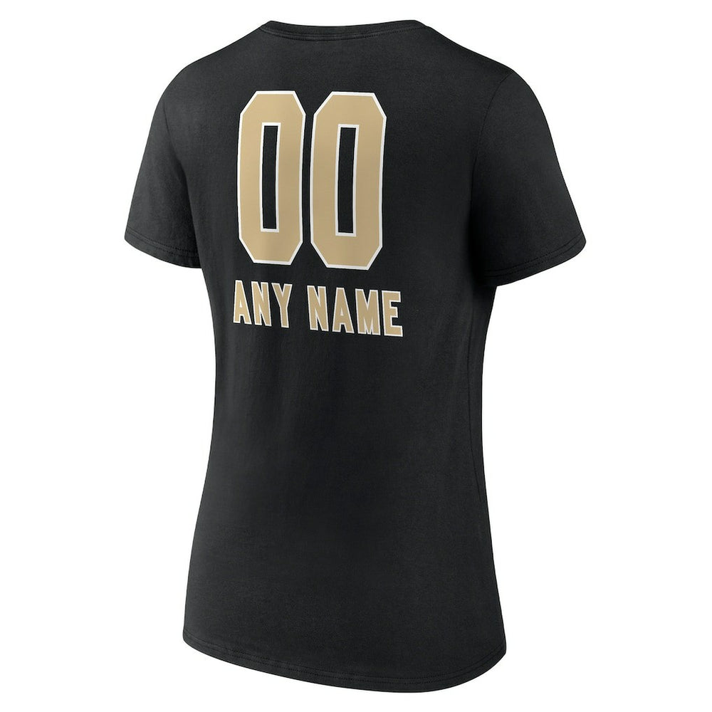 New Orleans Saints Women's Personalized Name & Number Team Wordmark V-Neck T-Shirt Black - NFL