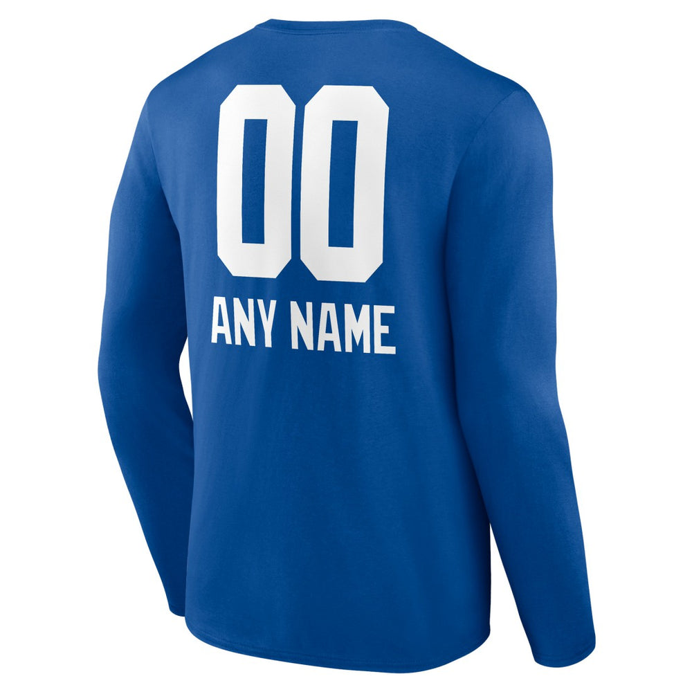 New York Giants Personalized Name & Number Team Wordmark Long Sleeve T-Shirt Royal - NFL