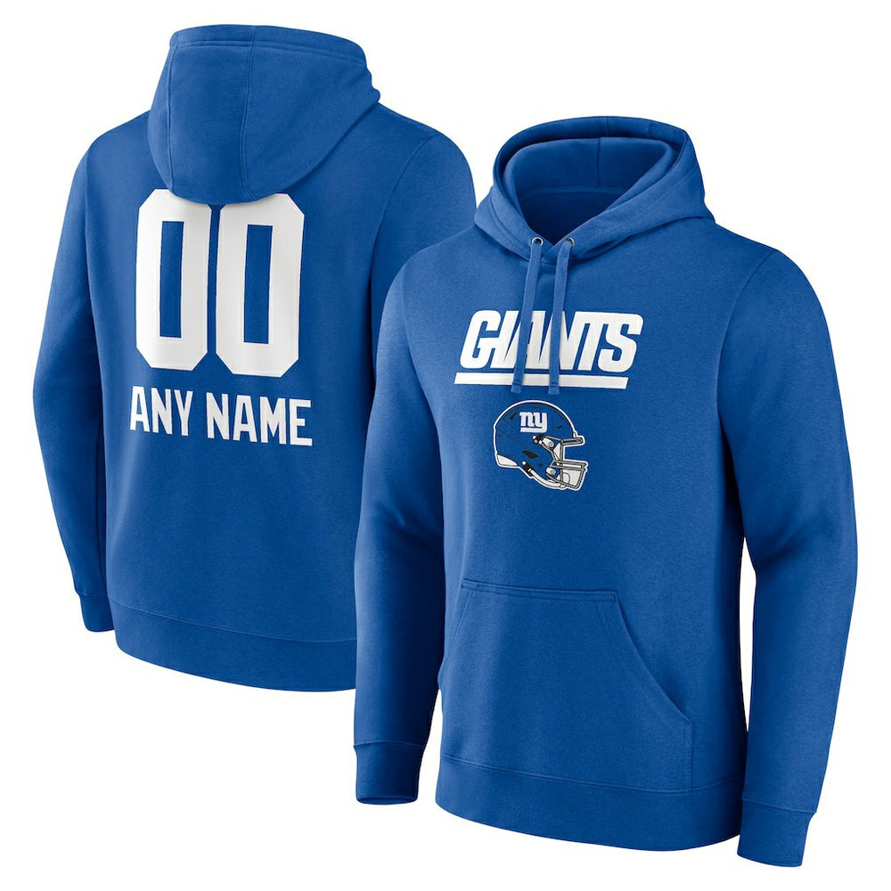 New York Giants Personalized Name & Number Team Wordmark Pullover Hoodie Royal - NFL