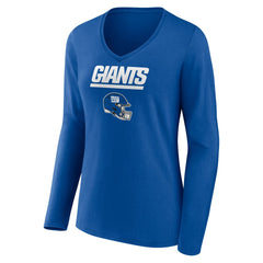 New York Giants Women's Personalized Name & Number Team Wordmark Long Sleeve V-Neck T-Shirt Royal - NFL