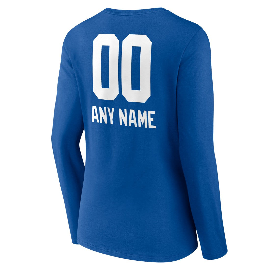 New York Giants Women's Personalized Name & Number Team Wordmark Long Sleeve V-Neck T-Shirt Royal - NFL