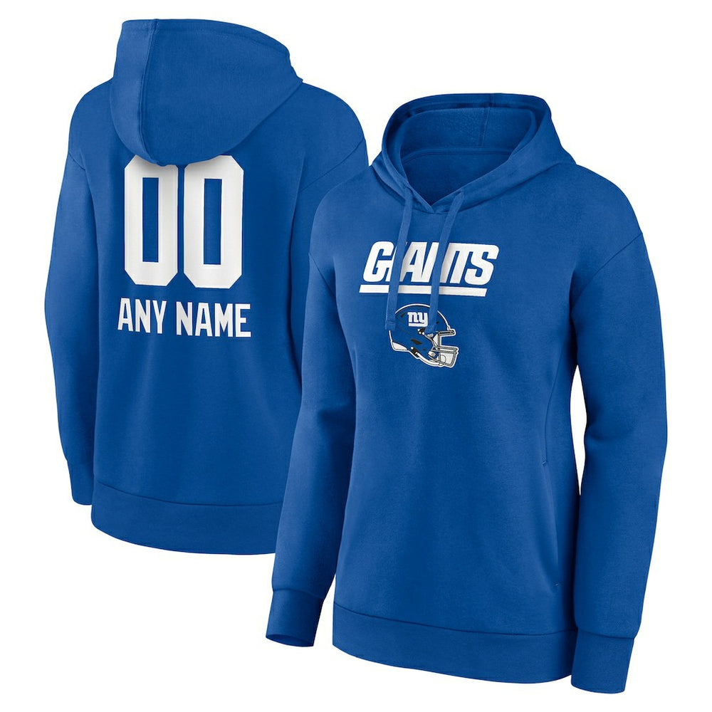 New York Giants Women's Personalized Name & Number Team Wordmark Pullover Hoodie Royal - NFL