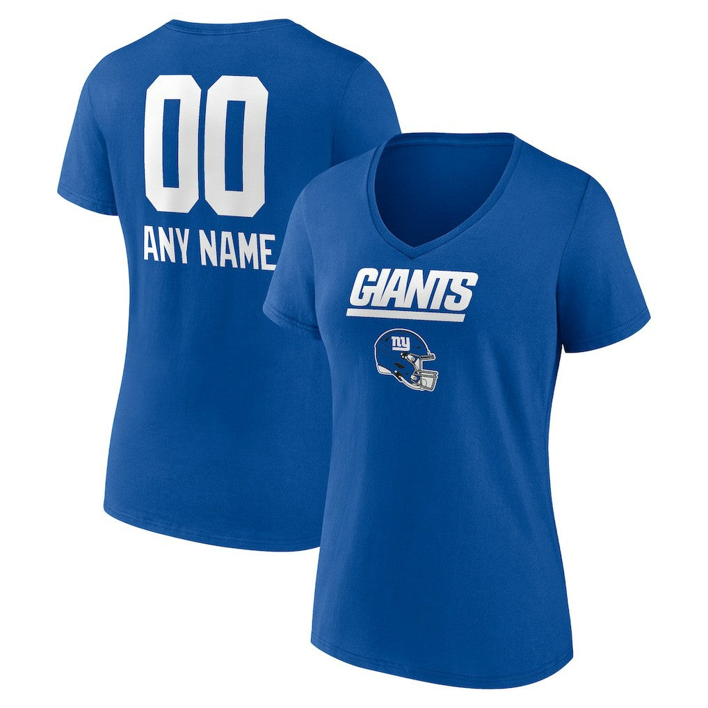 New York Giants Women's Personalized Name & Number Team Wordmark V-Neck T-Shirt Royal - NFL