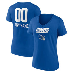 New York Giants Women's Personalized Name & Number Team Wordmark V-Neck T-Shirt Royal - NFL