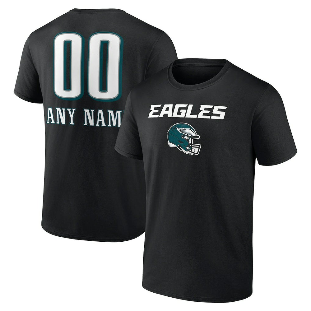 Philadelphia Eagles Personalized Name & Number Team Wordmark T-Shirt Black - NFL