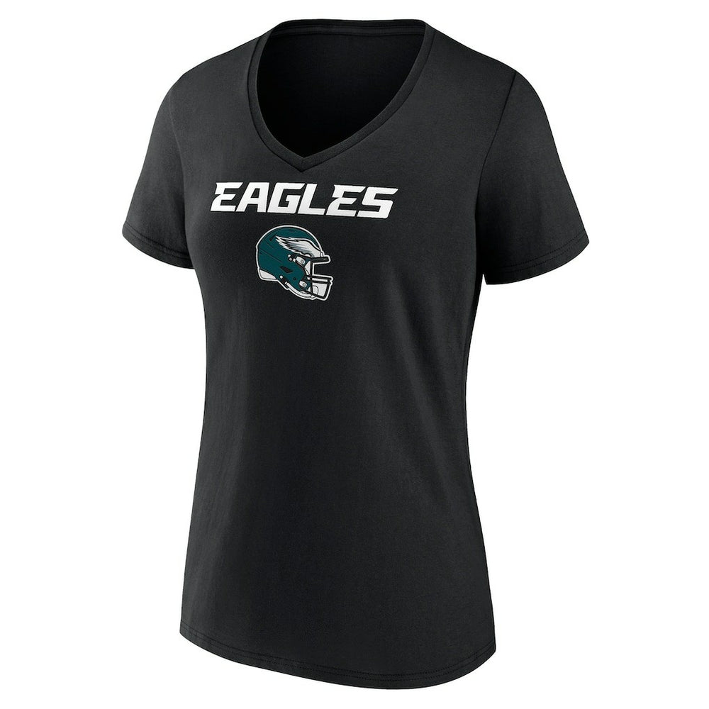 Philadelphia Eagles Women's Personalized Name & Number Team Wordmark V-Neck T-Shirt Black - NFL
