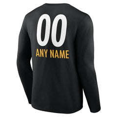 Pittsburgh Steelers Personalized Name & Number Team Wordmark Long Sleeve T-Shirt Black - NFL