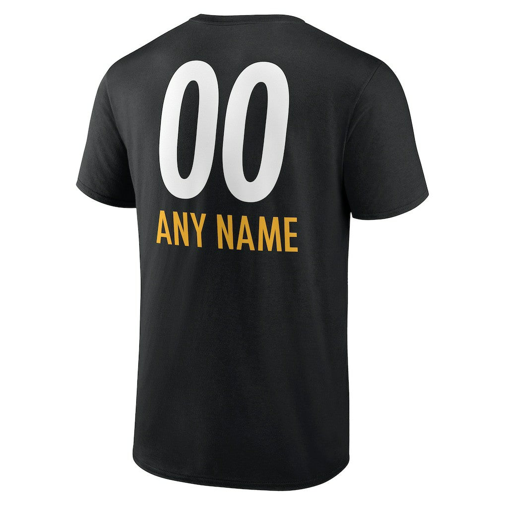Pittsburgh Steelers Personalized Name & Number Team Wordmark T-Shirt Black - NFL