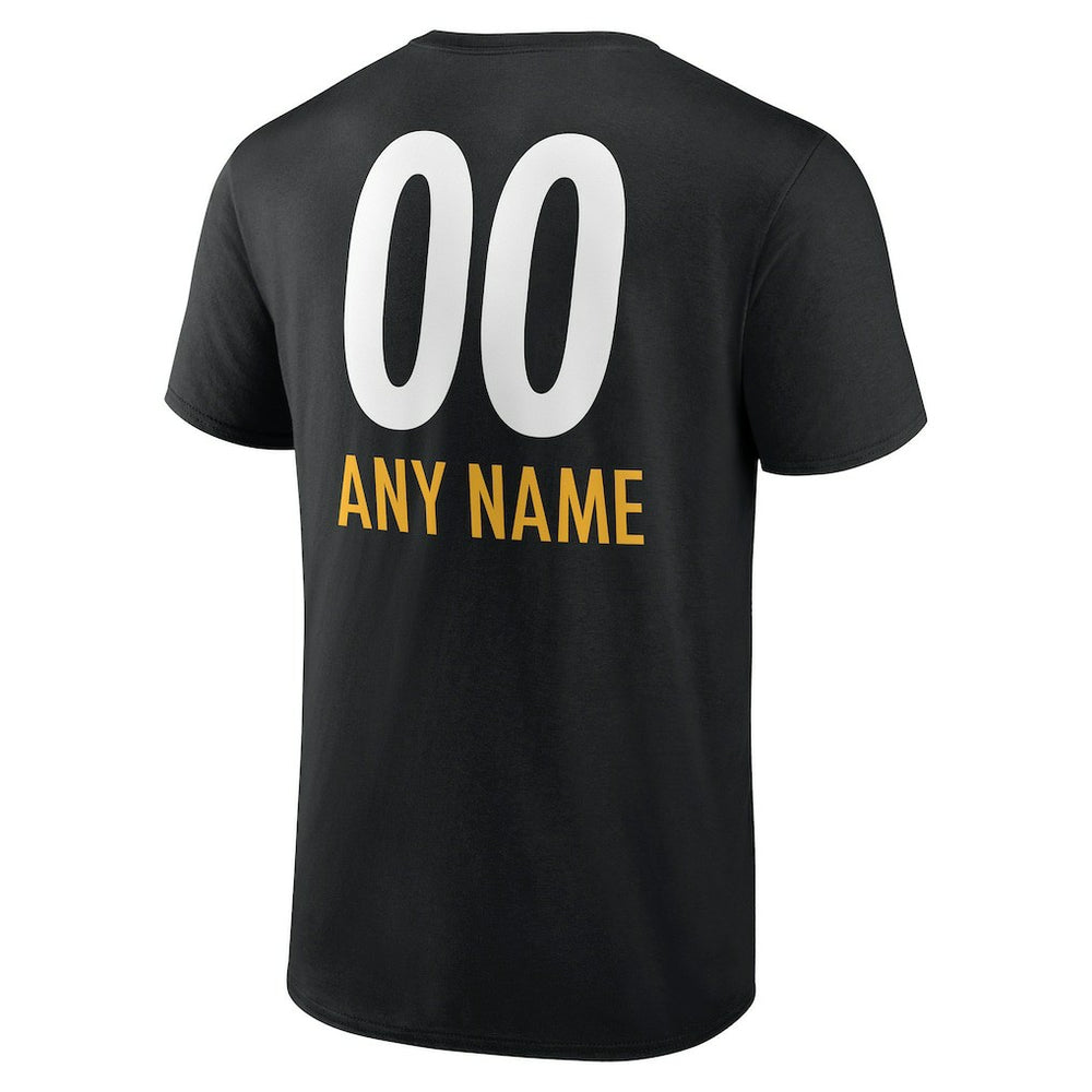 Pittsburgh Steelers Personalized Name & Number Team Wordmark T-Shirt Black - NFL