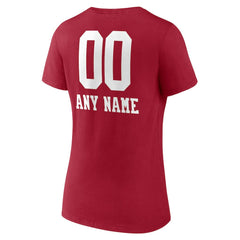 San Francisco 49ers Women's Personalized Name & Number Team Wordmark V-Neck T-Shirt Scarlet - NFL