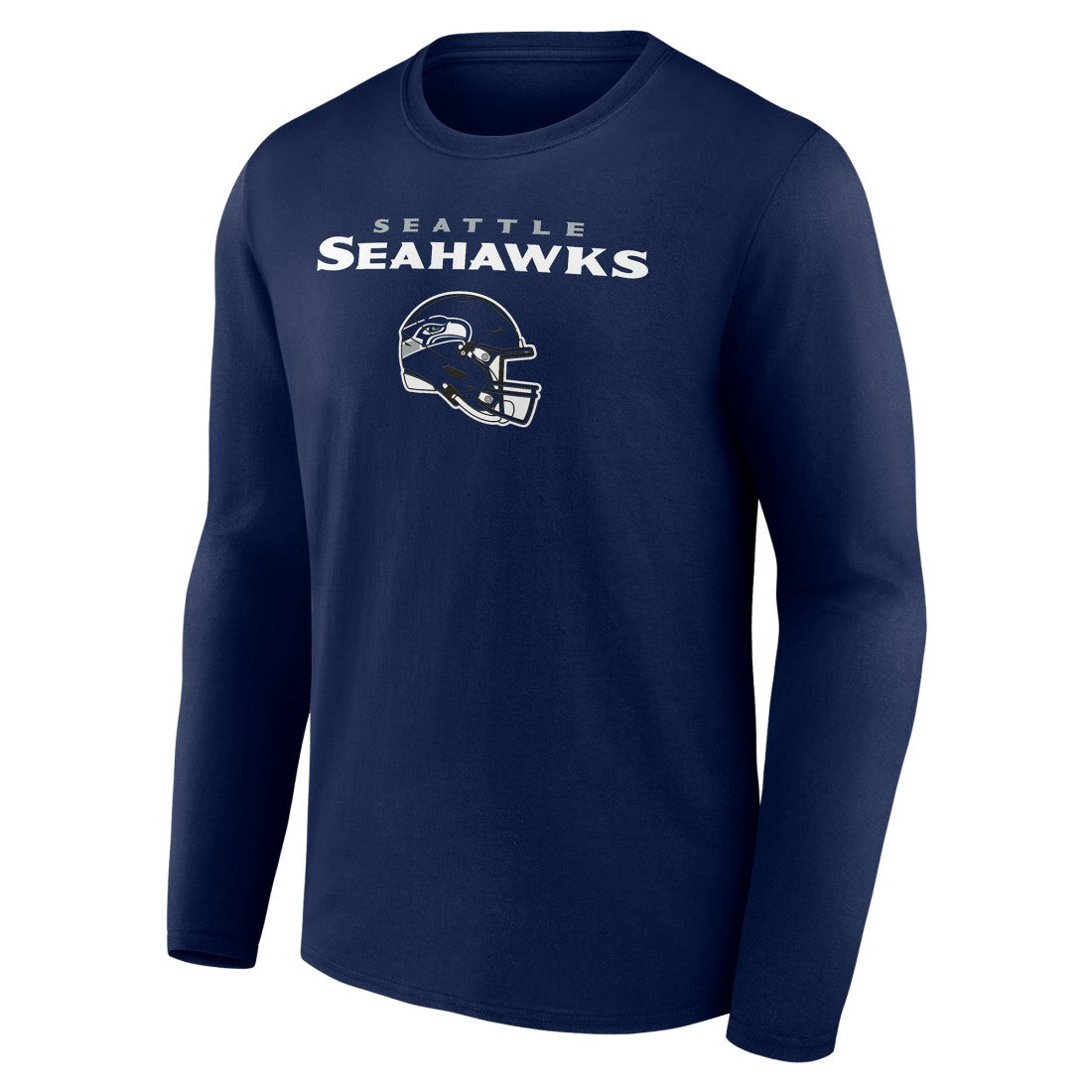 Seattle Seahawks Personalized Name & Number Team Wordmark Long Sleeve T-Shirt College Navy - NFL