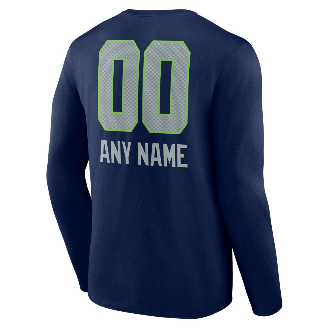 Seattle Seahawks Personalized Name & Number Team Wordmark Long Sleeve T-Shirt College Navy - NFL