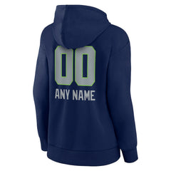 Seattle Seahawks Women's Personalized Name & Number Team Wordmark Pullover Hoodie College Navy - NFL