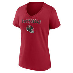 Tampa Bay Buccaneers Women's Personalized Name & Number Team Wordmark V-Neck T-Shirt Red - NFL