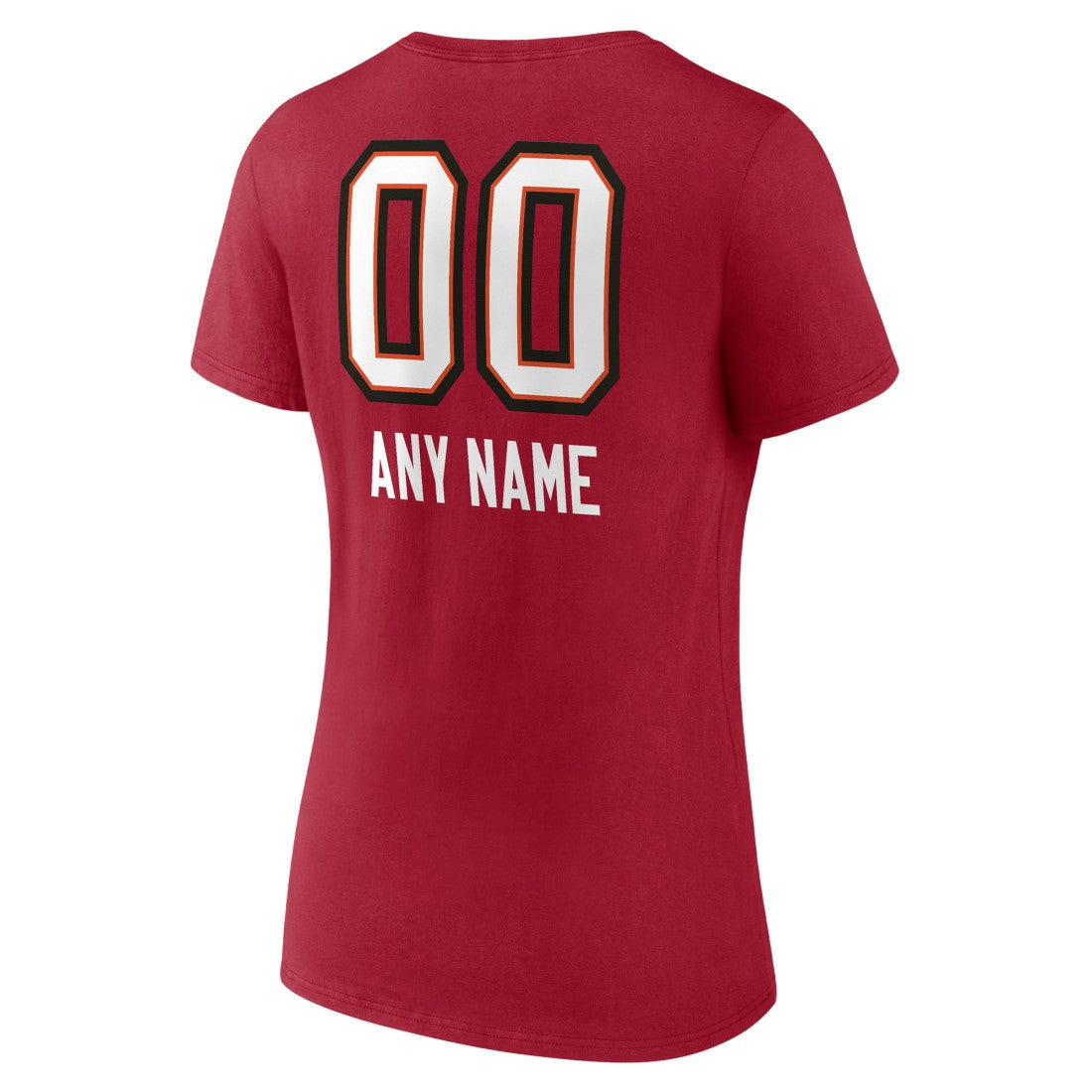 Tampa Bay Buccaneers Women's Personalized Name & Number Team Wordmark V-Neck T-Shirt Red - NFL