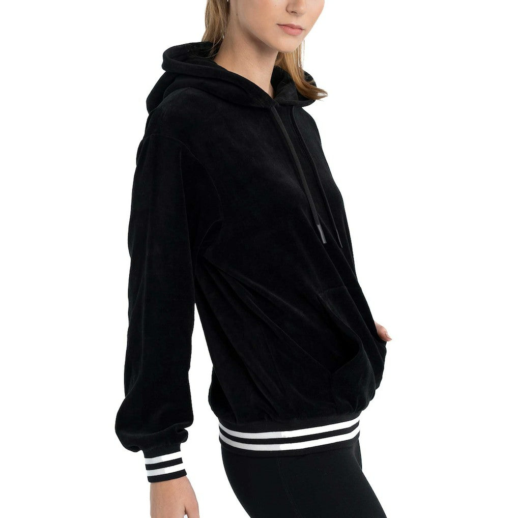 NBA - Philadelphia 76ers Lusso Women's Nellie Oversized Velour Pullover Hoodie - Black
