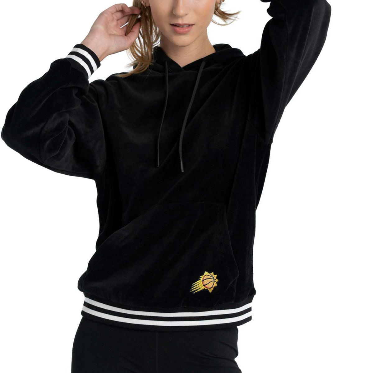 NBA - Phoenix Suns Lusso Women's Nellie Oversized Velour Pullover Hoodie - Black