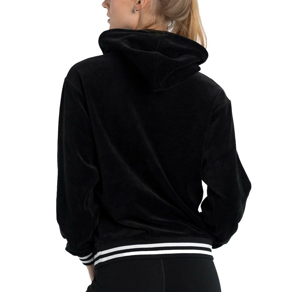 NBA - Chicago Bulls Lusso Women's Nellie Oversized Velour Pullover Hoodie - Black