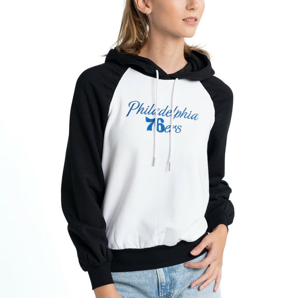 NBA - Philadelphia 76ers Lusso Women's Marlowe Tri-Blend Raglan Pullover Hoodie - White