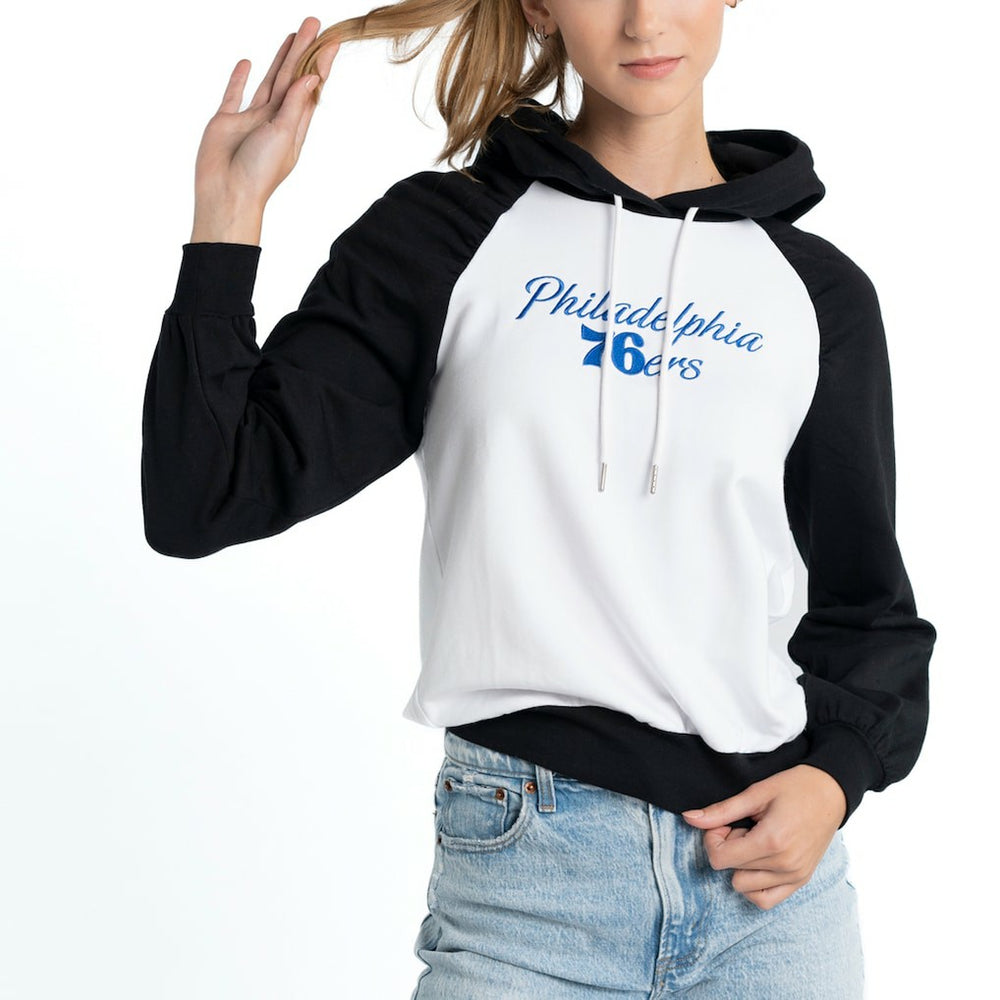 NBA - Philadelphia 76ers Lusso Women's Marlowe Tri-Blend Raglan Pullover Hoodie - White