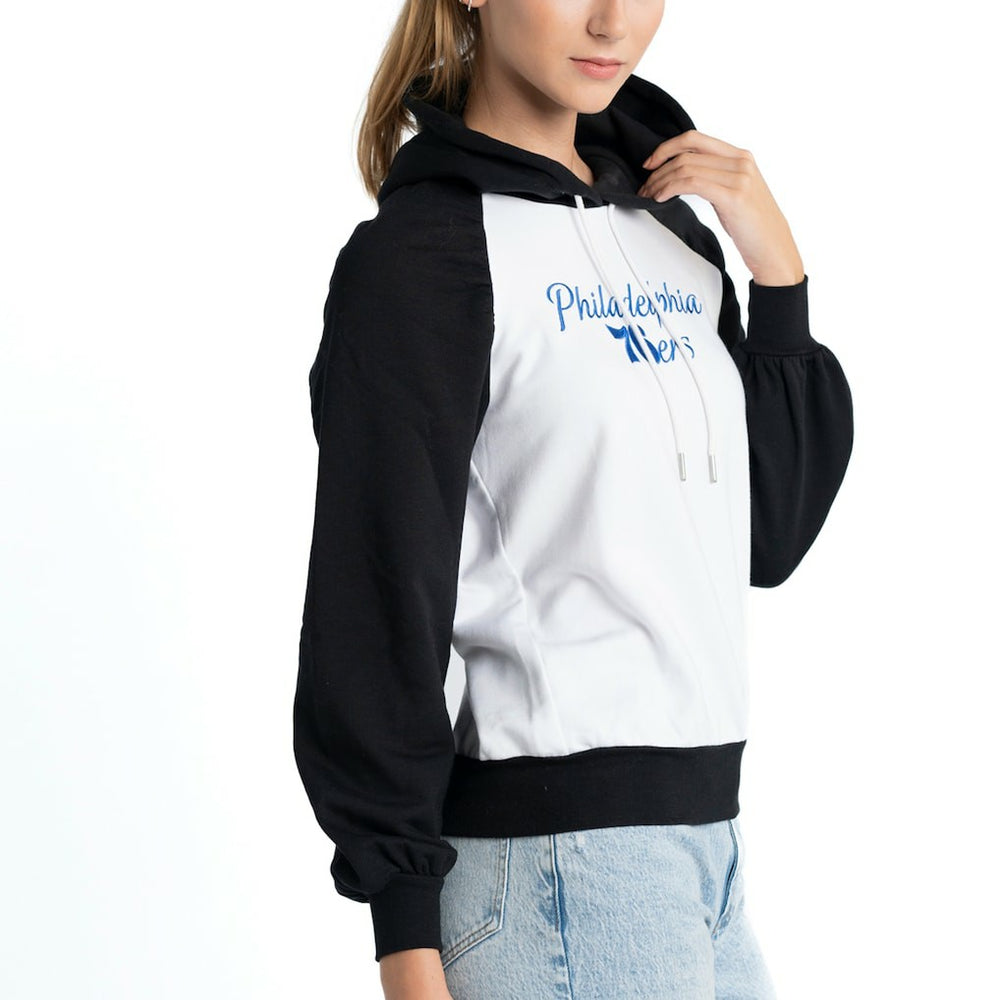 NBA - Philadelphia 76ers Lusso Women's Marlowe Tri-Blend Raglan Pullover Hoodie - White