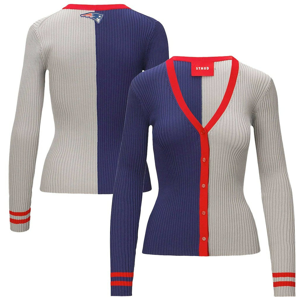 New England Patriots STAUD Women's Cargo Sweater Navy/Gray - NFL