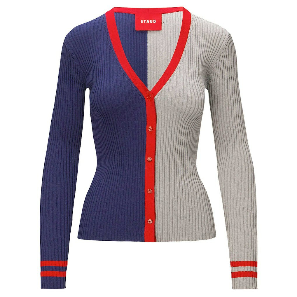 New England Patriots STAUD Women's Cargo Sweater Navy/Gray - NFL