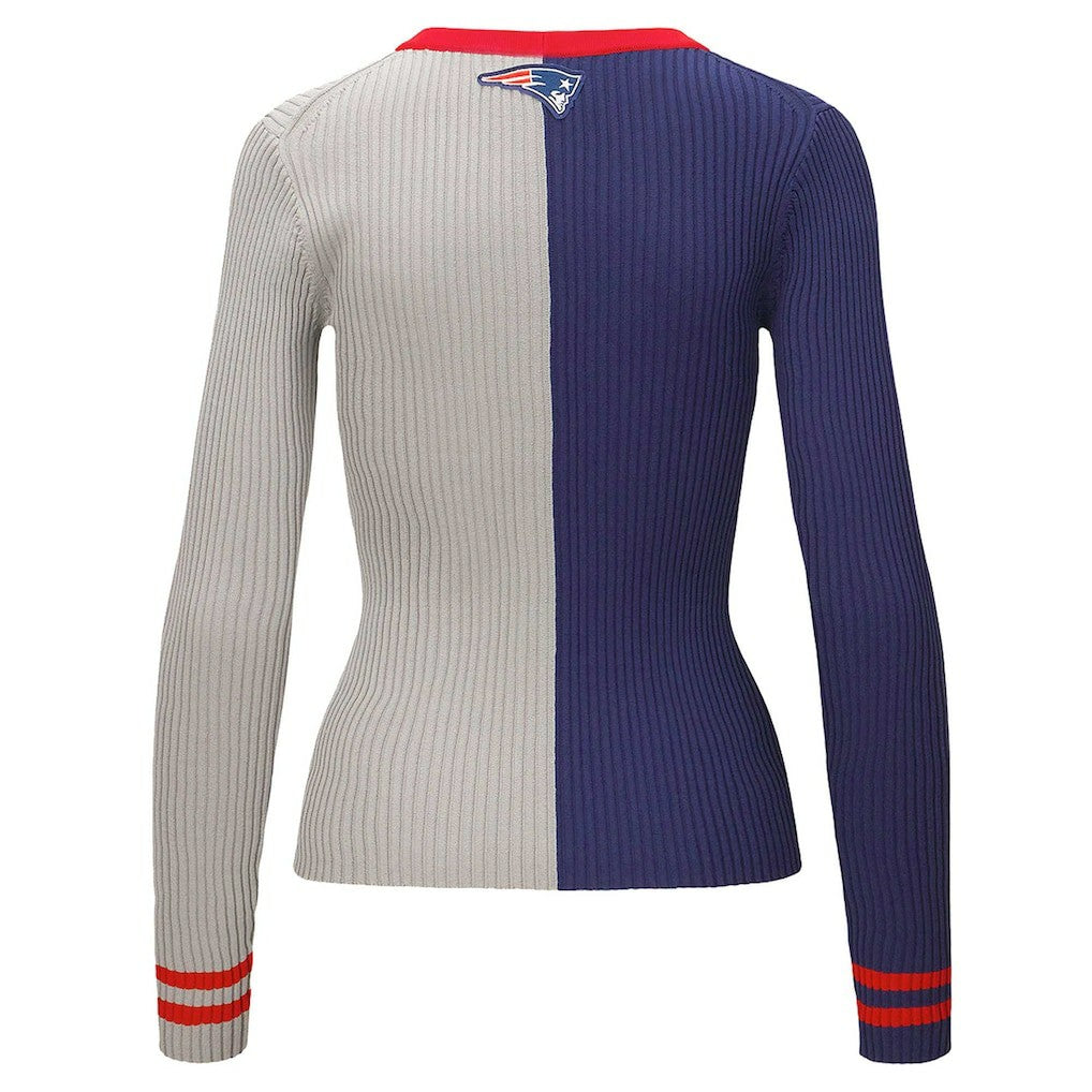 New England Patriots STAUD Women's Cargo Sweater Navy/Gray - NFL