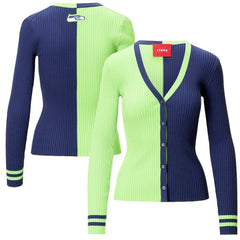 Seattle Seahawks STAUD Women's Cargo Sweater Neon Green/Navy - NFL