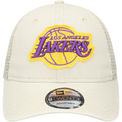 New Era - Los Angeles Lakers Rough Edge Logo Trucker 9TWENTY Adjustable Hat - Cream