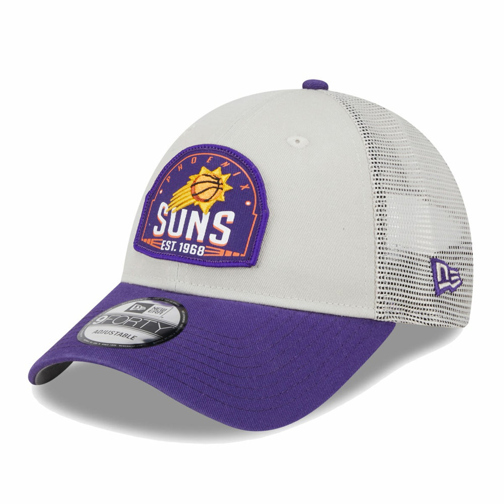 New Era - Phoenix Suns Throwback Patch Trucker 9FORTY Adjustable Hat - Khaki/Purple