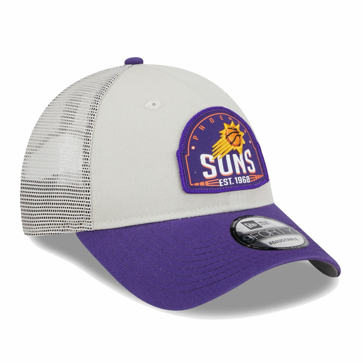 New Era - Phoenix Suns Throwback Patch Trucker 9FORTY Adjustable Hat - Khaki/Purple