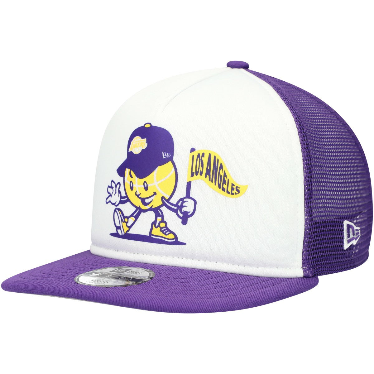 New Era - Los Angeles Lakers Youth Court Sport Mascot 9FIFTY Snapback Hat - White/Purple