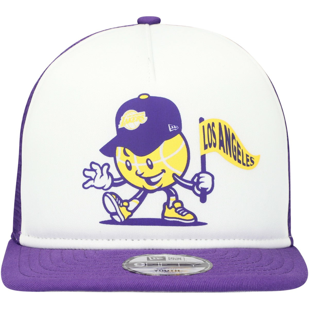 New Era - Los Angeles Lakers Youth Court Sport Mascot 9FIFTY Snapback Hat - White/Purple
