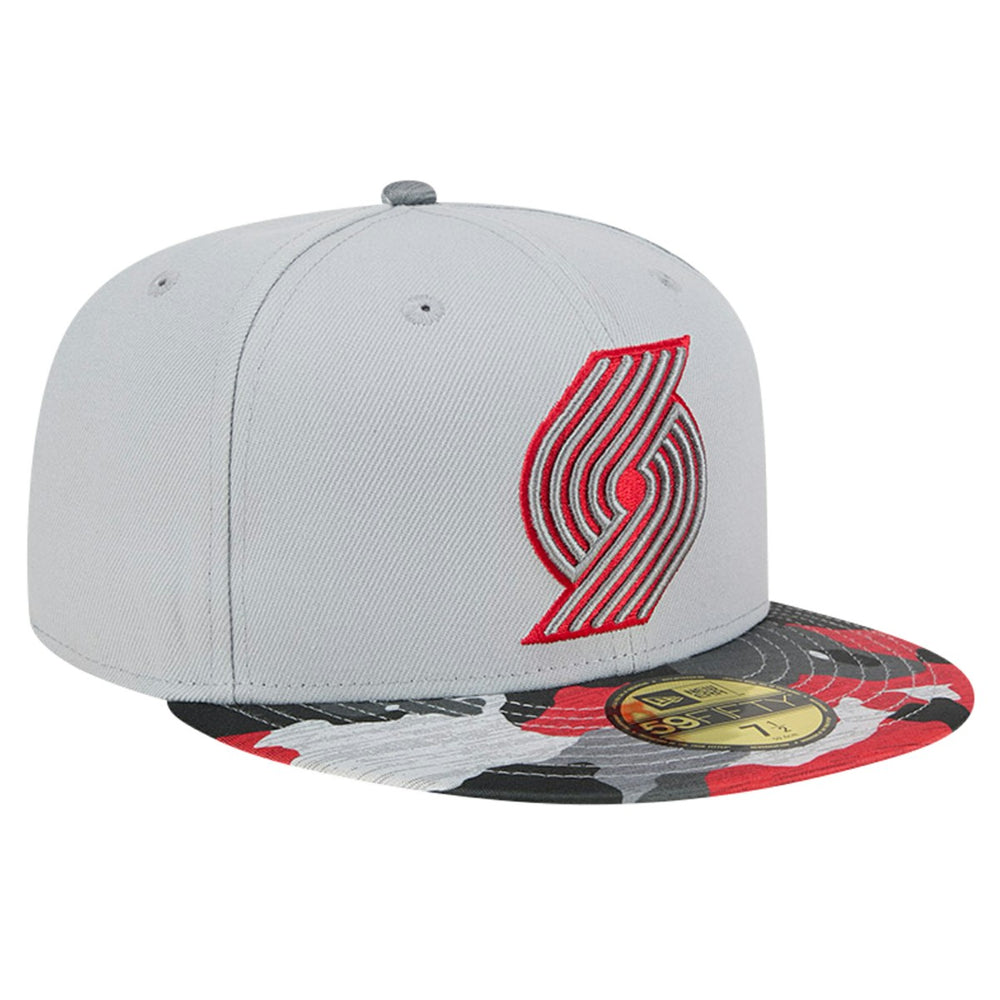 New Era - Portland Trail Blazers Active Color Camo Visor 59FIFTY Fitted Hat - Gray