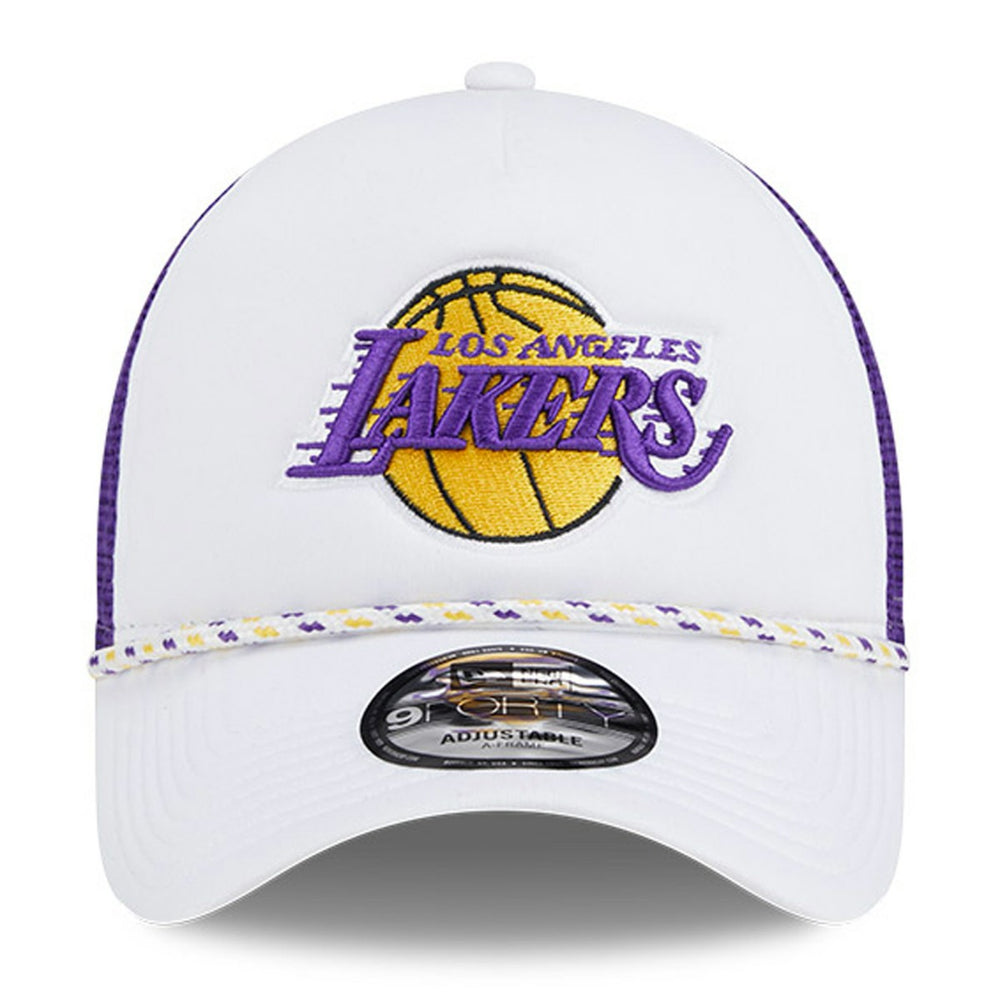 New Era - Los Angeles Lakers Court Sport Foam A-Frame 9FORTY Adjustable Trucker Hat - White/Purple