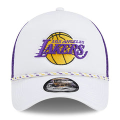 New Era - Los Angeles Lakers Court Sport Foam A-Frame 9FORTY Adjustable Trucker Hat - White/Purple