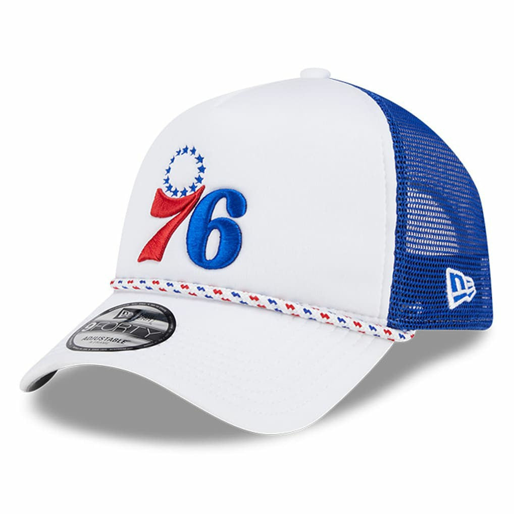 New Era - Philadelphia 76ers Court Sport Foam A-Frame 9FORTY Adjustable Trucker Hat - White/Royal